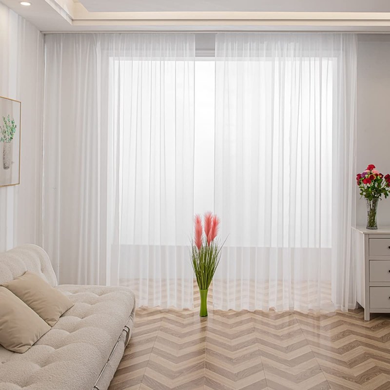 White Sheer Curtains,Rod Pocket 84 Inch Sheer Window Curtains for Decoration and
