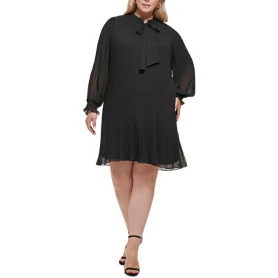 

Женское черное шифоновое коктейльное платье прямого кроя DKNY  BHFO 7294, Черный