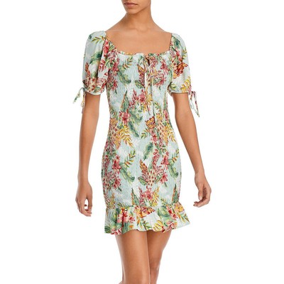 

Женское мини-платье Lost + Wander Seaside Breeze с завязками на рукавах и оборками BHFO 6988, Tropical floral