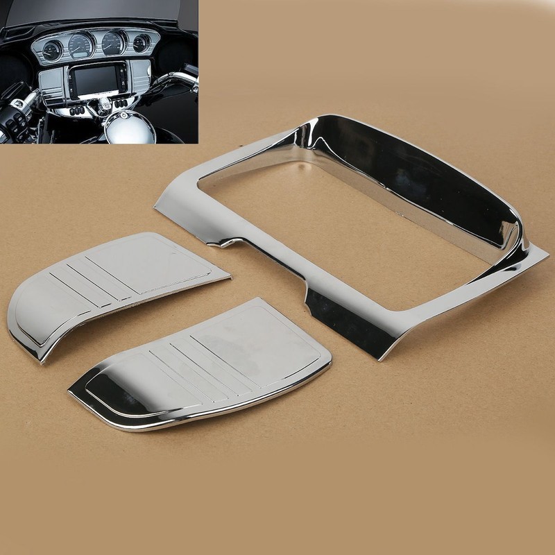 Tri Line Stereo Trim Gauge Fit For Harley Touring Street Electra Glide