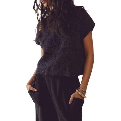 Free People Womens Gray Crewneck Pocket Pullover Sweater Shirt S BHFO 0866