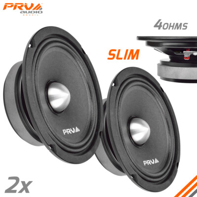 2x PRV Audio 6.5'' Midrange Bullet Shallow Car Speaker 4 Ohm 6MR250B-4 SLIM 500W