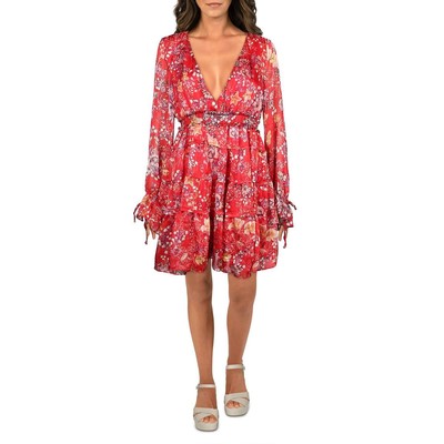 

Free People Женское платье Closer To The Heart Красное крестьянское платье в стиле бохо с цветочным принтом  BHFO 6773, Red combo