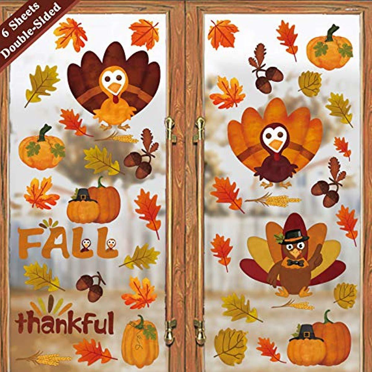 Ivenf Thanksgiving Decorations Window Clings Decor Extra Large