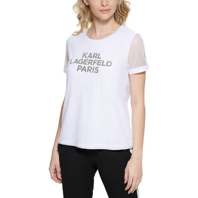 Женская белая сетчатая футболка с логотипом Karl Lagerfeld Paris Top S BHFO 0347