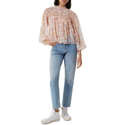 

Женская блузка с оборками цвета слоновой кости French Connection Diana  BHFO 9681, Classic cream multi