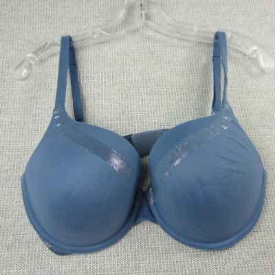 Victorias Secret Bra Womens 34DD Blue Perfect Shape Push Up Underwire Padded