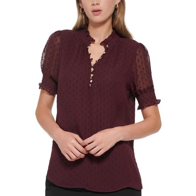 Женская фиолетовая текстурированная блузка с планкой 1/4 от Tommy Hilfiger XS BHFO 3731