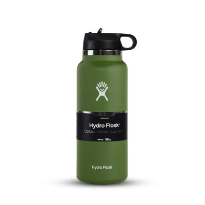 Hydro Flask 32 Oz Water Bottle Wide Mouth Straw Lid