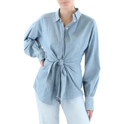 

Lauren Ralph Lauren Женская рубашка Jinalia с завязками спереди на пуговицах BHFO 3637, Синий