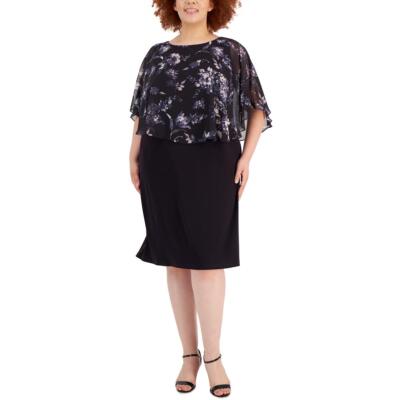 Connected Apparel Womens Floral Midi Cocktail and Party Dress Plus BHFO 6641