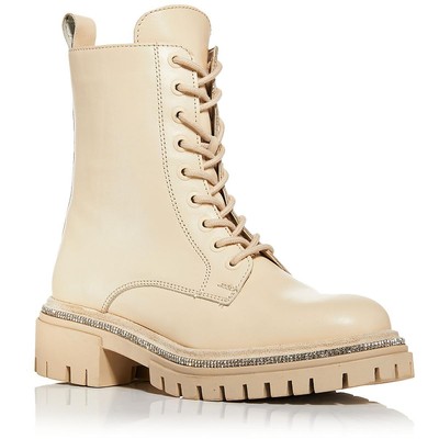 Женские ботинки AQUA ARIA цвета слоновой кости в боевом стиле на шнуровке Boots 7 Medium (B,M) BHFO 8876