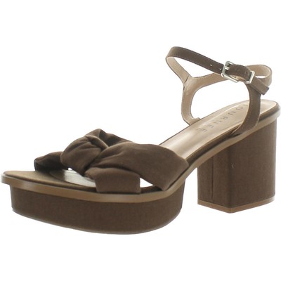 Женская коричневая текстильная обувь Journee Collection на блочном каблуке 9 см (B,M) BHFO 2048