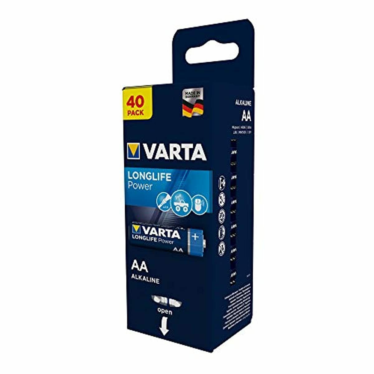 VARTA LONGLIFE Power, Alkaline Batterie, AA, Mignon, LR6, 40er Pack, Made in Ger