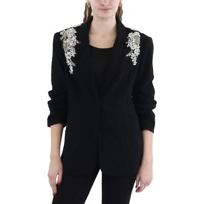 Cinq a Sept Womens Black Embellished Workwear One-Button Blazer 8 BHFO 2506