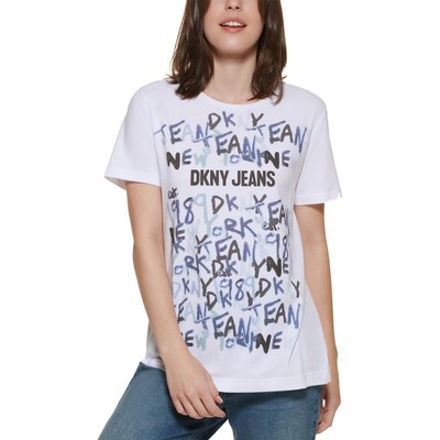

Женская футболка с графическим логотипом DKNY Jeans, топ BHFO 8202, White/navy