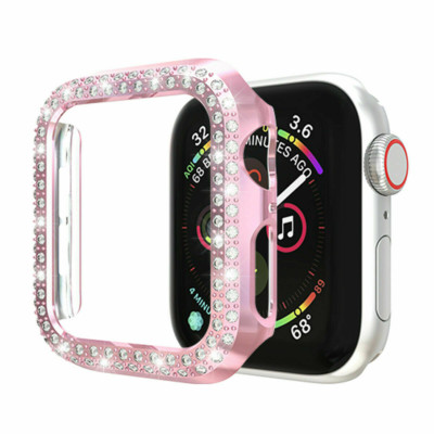 For Apple Watch Series 9 8 7 SE 6 5 2 Bling Double Row Diamond Bumper Case Cover
