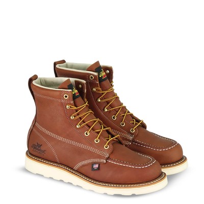 Pre-owned Thorogood Men's American Heritage 6" Toe Maxwear Wedge Soft Toe Work Boot T In Brown