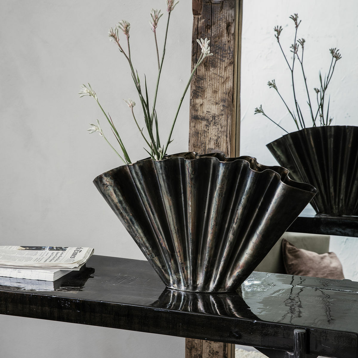 Decorspace Eckvase Aus Kunstharz, Made In Italy - Weiß, 50 Cm, Für Innen & Außen