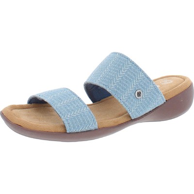 

Minnetonka Womens Sabina Denim Slide Sandals Shoes 8 Medium (B,M) BHFO 5310, Blue denim
