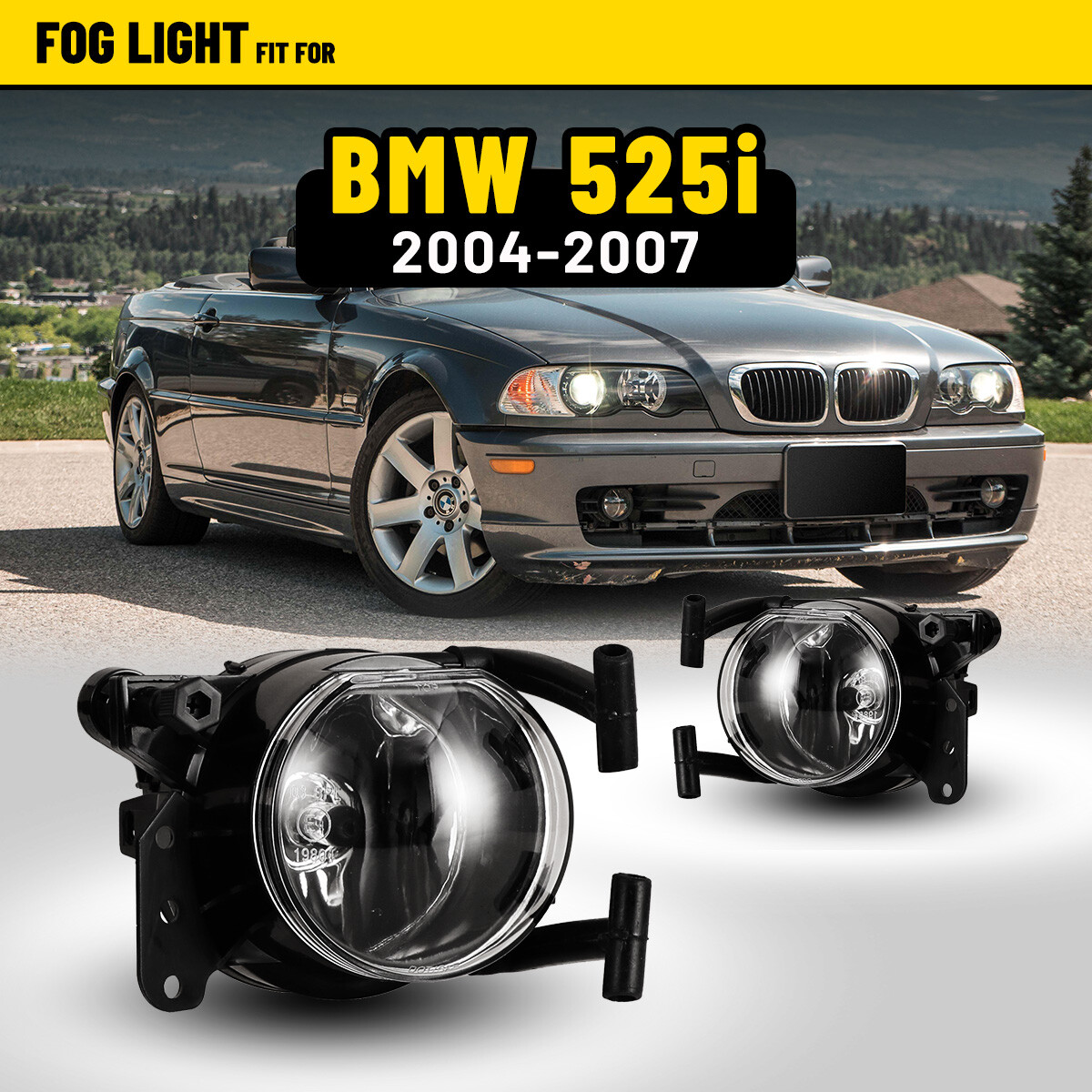Fog Lights for BMW E46 325Ci 330Ci Coupe E60 550i 545i 530xi 525xi Clear Lens