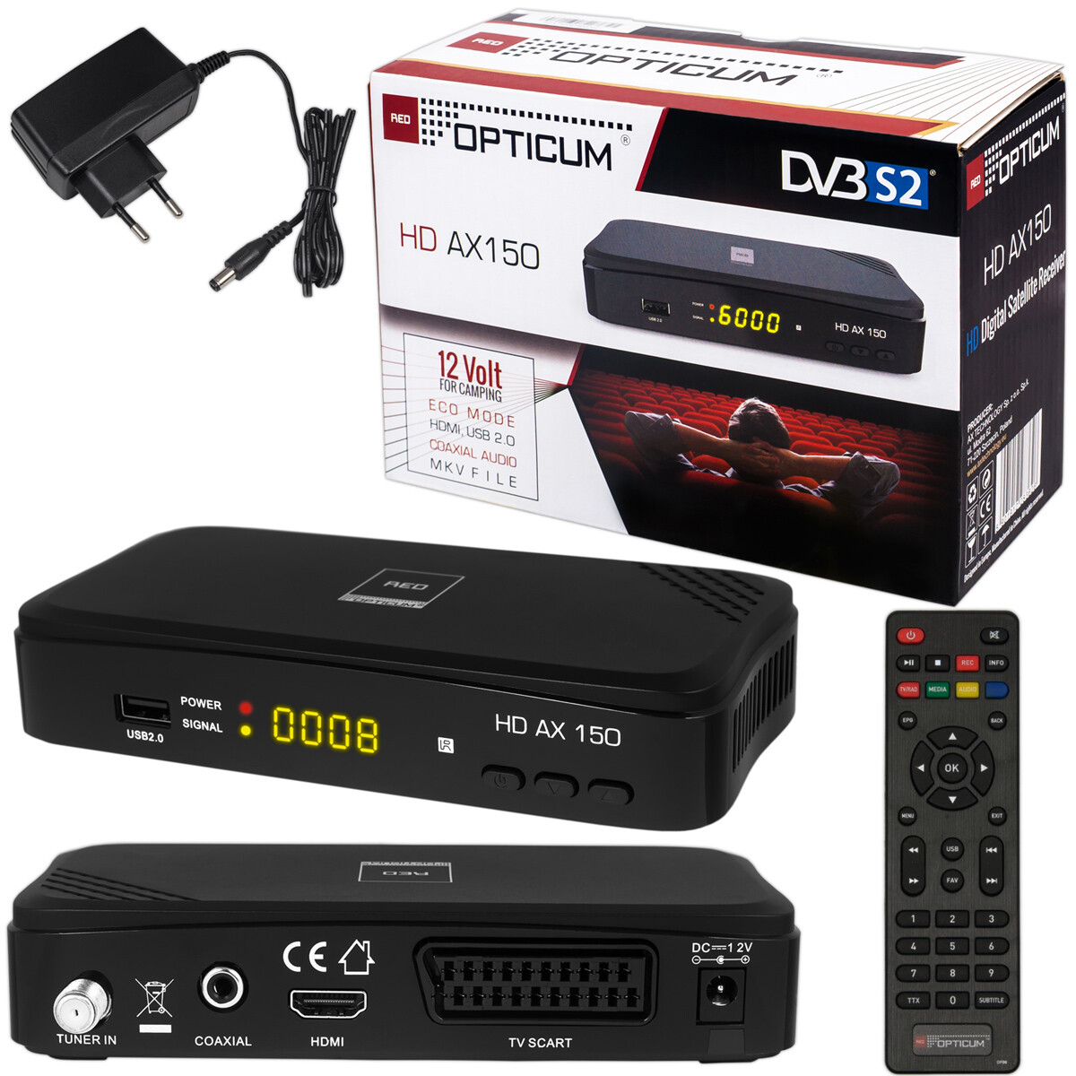 Sat Receiver HD TV FULL Digital OPTICUM AX150 AX 150 HDMI DVB-S2 USB Easy Find