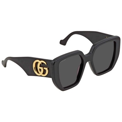 Pre-owned Gucci Grey Geometric Ladies Sunglasses Gg0956s 003 54 Gg0956s 003 54 In Gray
