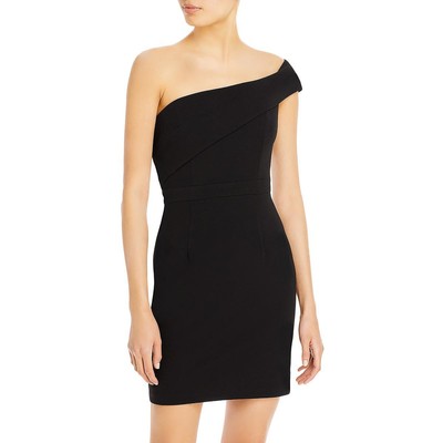 Женское черное трикотажное коктейльное платье-футляр Aqua на одно плечо 12 BHFO 9395