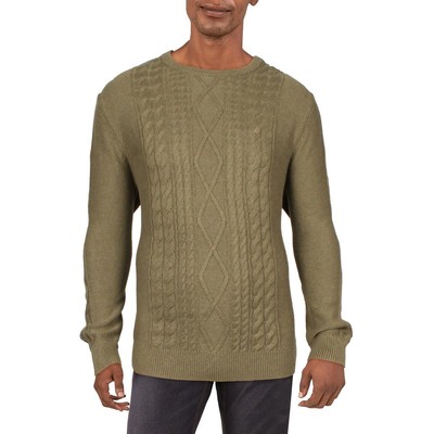 Nautica Mens Green Cotton Ribbed Trim Shirt Crewneck Sweater M BHFO 9224