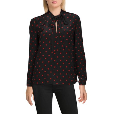 

Red Valentino Женская черная шелковая блузка с принтом в виде сердец  BHFO 4512, Nero