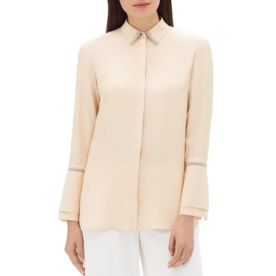 Lafayette 148 New York Женская шелковая блузка с принтом Katja Tan, топ, M BHFO 6495