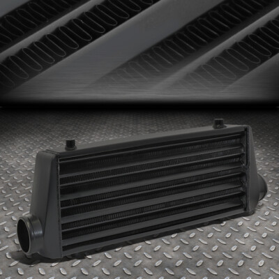 ЧЕРНЫЙ АЛЮМИНИЕВЫЙ ИНТЕРКУЛЕР FMIC TURBO С ПЕРЕДНИМ РАСПОЛОЖЕНИЕМ ТРУБОК И РЕБЕР 27.675X8.5X2.75 ИЗ АЛЮМИНИЯ