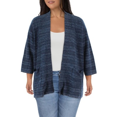 Eileen Fisher Womens Blue Open Front Cardigan Sweater Top Plus 1X BHFO 2259