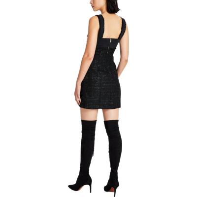 Женское мини-платье без рукавов Guess из черного твида с металлическим отливом XS BHFO 0341