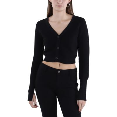 BCBGMAXAZRIA Женский укороченный свитер в рубчик с длинным рукавом и пуговицами на спине BHFO 7847