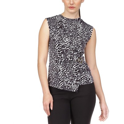 MICHAEL Michael Kors/ женский черно-белый топ-ракушка с присборенным животным принтом PXS BHFO 5430 от MICHAEL Michael Kors