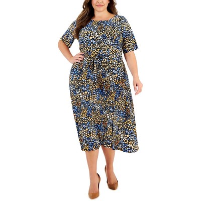 Женское синее рабочее платье с цветочным рисунком Kasper Womens Wear To Work Dress Plus 18W BHFO 6184