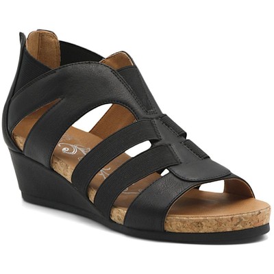 

Женские сандалии Mootsies Tootsies Thea из искусственной кожи на танкетке с ремешками BHFO 7648, Черный, Thea
