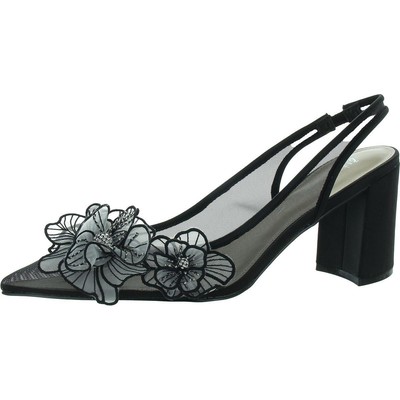 Betsey Johnson Womens Petra Black Slingback Heels 9.5 Medium (B,M) BHFO 3796