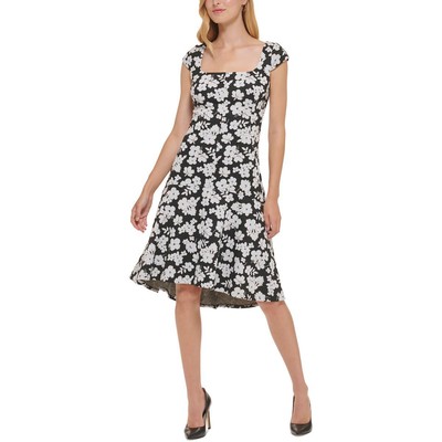 Женское черное трикотажное платье-клеш с цветочным принтом Tommy Hilfiger 8 BHFO 3483