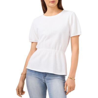 

Женская рубашка с короткими рукавами Vince Camuto цвета слоновой кости, топ с баской,  BHFO 1556, New ivory