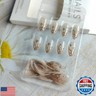 24Pcs Gold French Tip Press on Nails Short Almond Fake Nails 3D Gold Irregularity Chrome Acrylic Nails Star Moon False Nails French Nails Tip Glue on Nails Nude Stick on Artificial Nails for Women