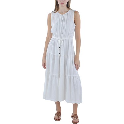 Женское белое летнее миди-платье без рукавов с текстурой Calvin Klein 8 BHFO 7125