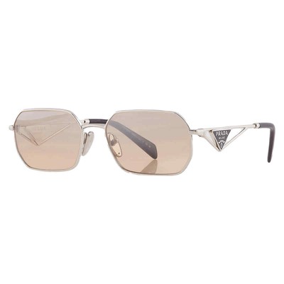 Pre-owned Prada Brown Mirror Silver Gradient Geometric Ladies Sunglasses Pr A51s 1bc8j1 58 In Multi