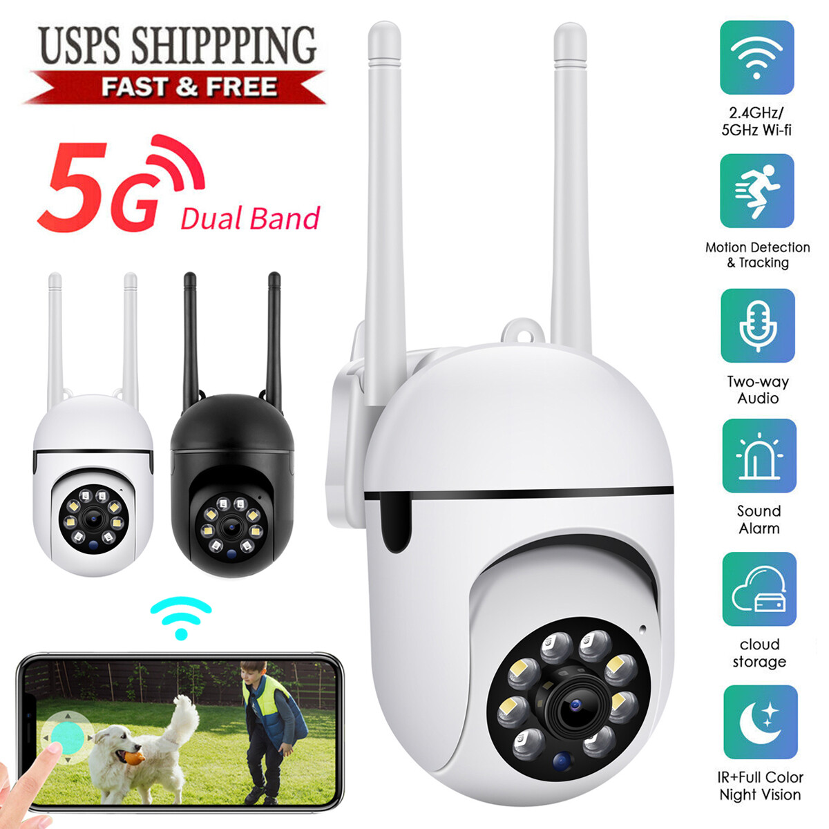 Wireless Security Camera System Outdoor Home 5G Wifi 1080P HD Night Vision Cam