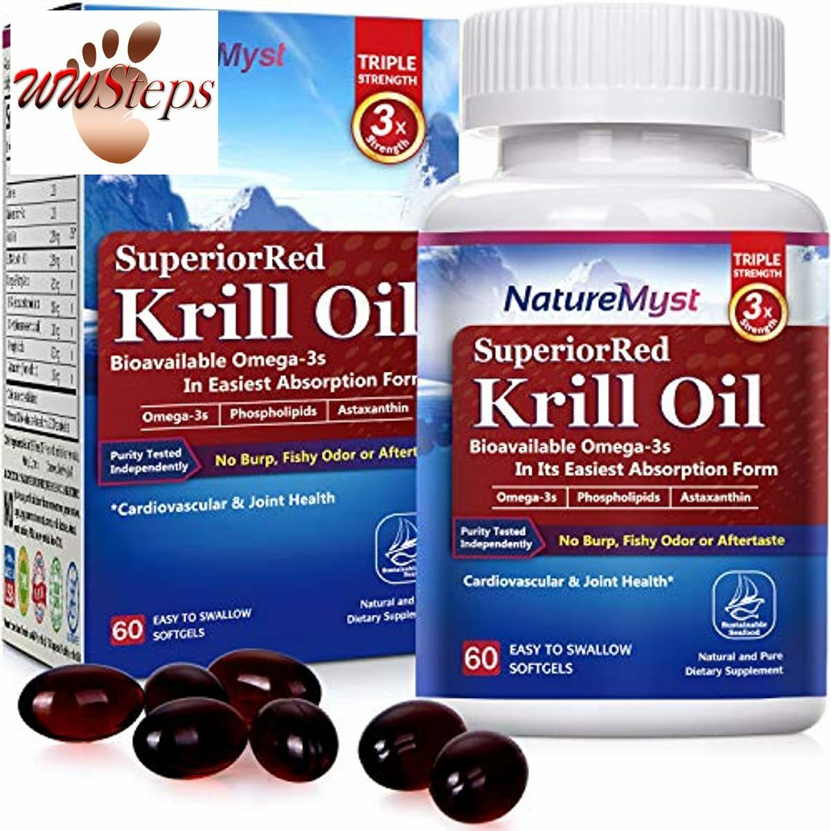 NatureMyst Krill Oil, Professional Grade 60 Liquid Softgels, Non-GMO, Gluten Fre