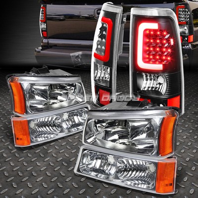 ХРОМИРОВАННАЯ ФАРА + ЯНТАРНЫЙ СИГНАЛ + ПРОЗРАЧНЫЙ 3D СВЕТОДИОДНЫЙ ЗАДНИЙ ФОНАРЬ U-HALO ДЛЯ 03-07 SILVERADO