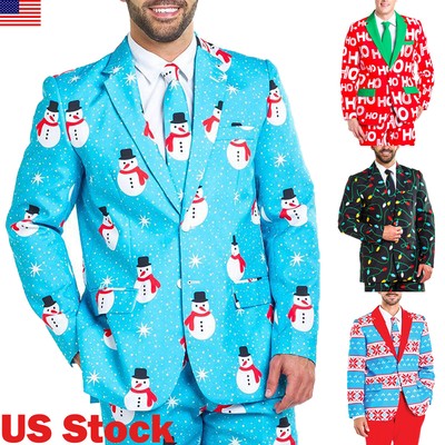 Mens Christmas Suitmeister Suit Xmas Party Festive Fun Patterned Fancy Dress