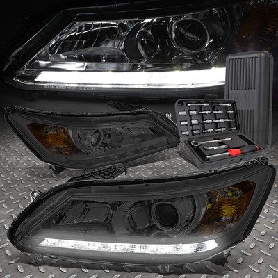 ДЛЯ 13-15 HONDA ACCORD 4-DR LED DRL-ПРОЕКТОР ДЫМЧАТЫХ/ЯНТАРНЫХ ФАР + НАБОР ИНСТРУМЕНТОВ