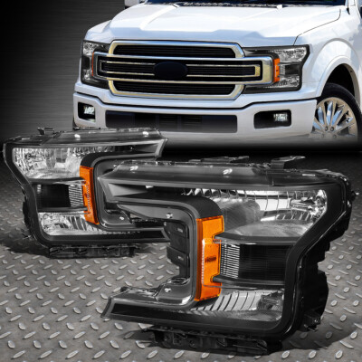 [ГАЛОГЕННАЯ МОДЕЛЬ] ДЛЯ 18-20 ГОЛОВНЫХ ФАР ПИКАПА FORD F150 ЧЕРНЫЙ/ЯНТАРНЫЙ